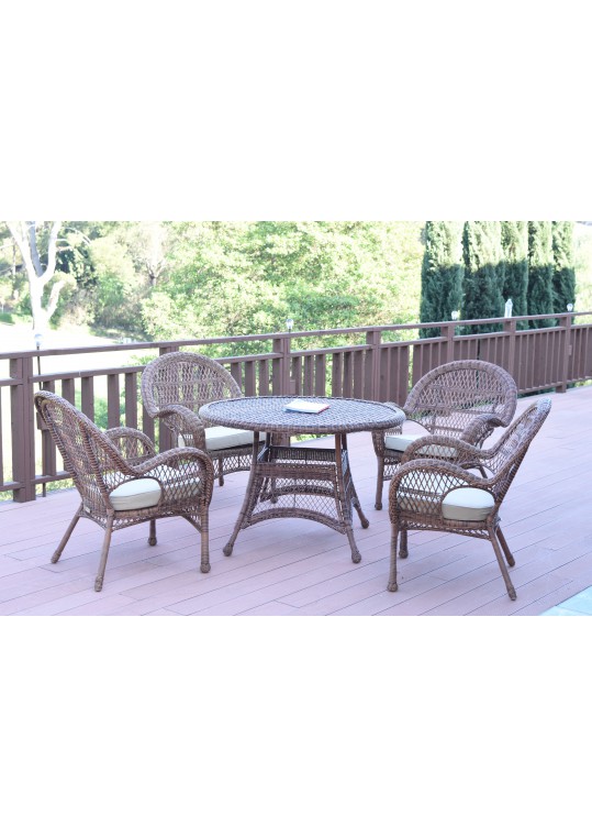 5pc Santa Maria Honey Wicker Dining Set - Tan Cushions