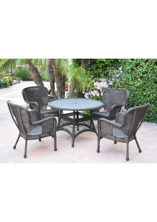 5pc Windsor Espresso Wicker Dining Set Without Cushion