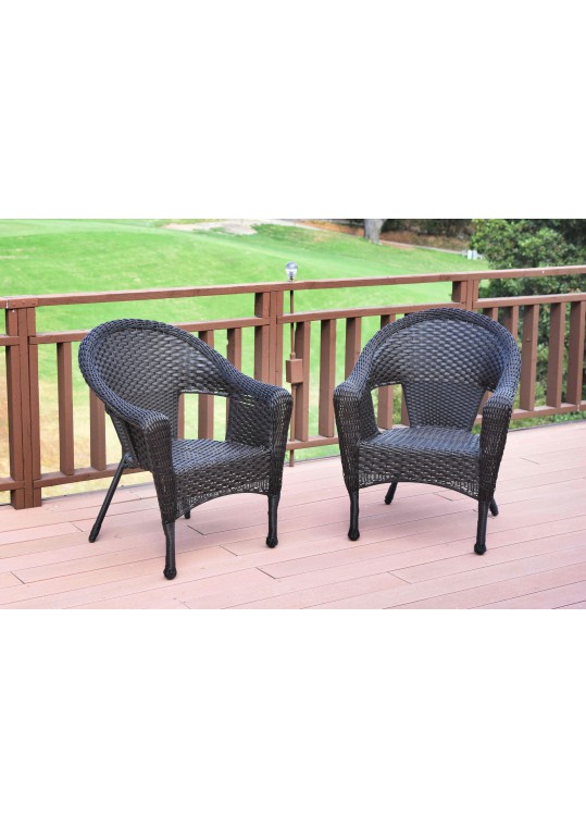 Set of 2 Espresso Resin Wicker Clark Single Chair without Cushion