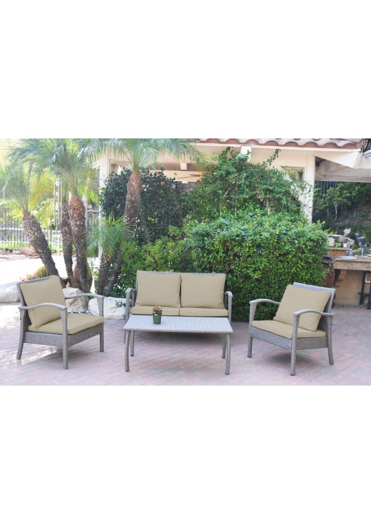 Meredith 4 Pieces Conversation Set with 2 Inch Tan Cushion