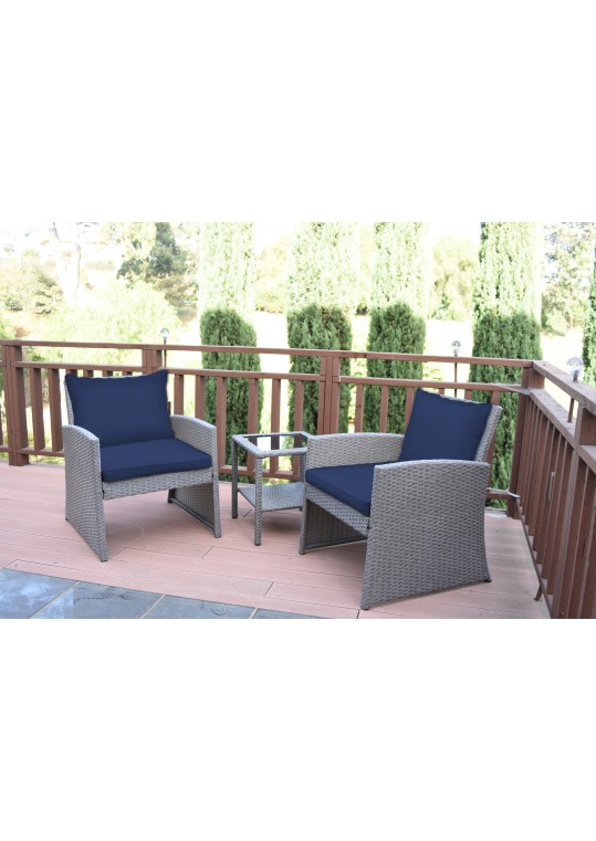 Mirabelle 3 Pieces Bistro Set with 2 Inch Midnight Blue Cushion