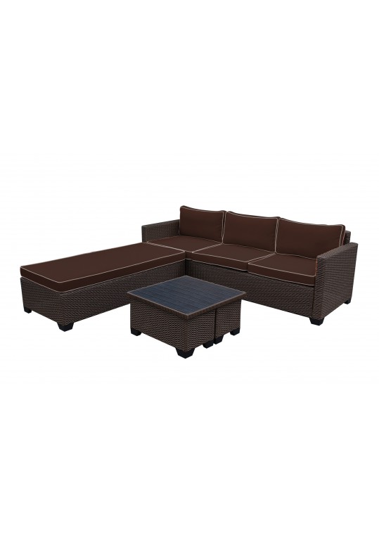 Saint Helena 5pcs Conversation set with Brown Cushions